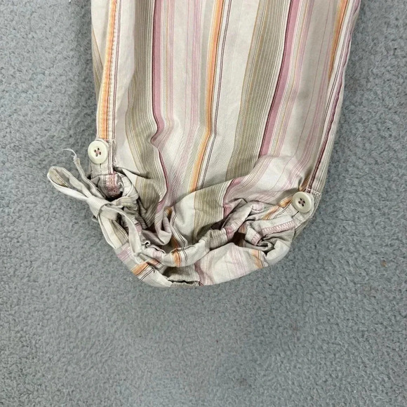 Vintage Y2K American Eagle Capri pants womens 8 pink striped embroidered ruched - Picture 2 of 8